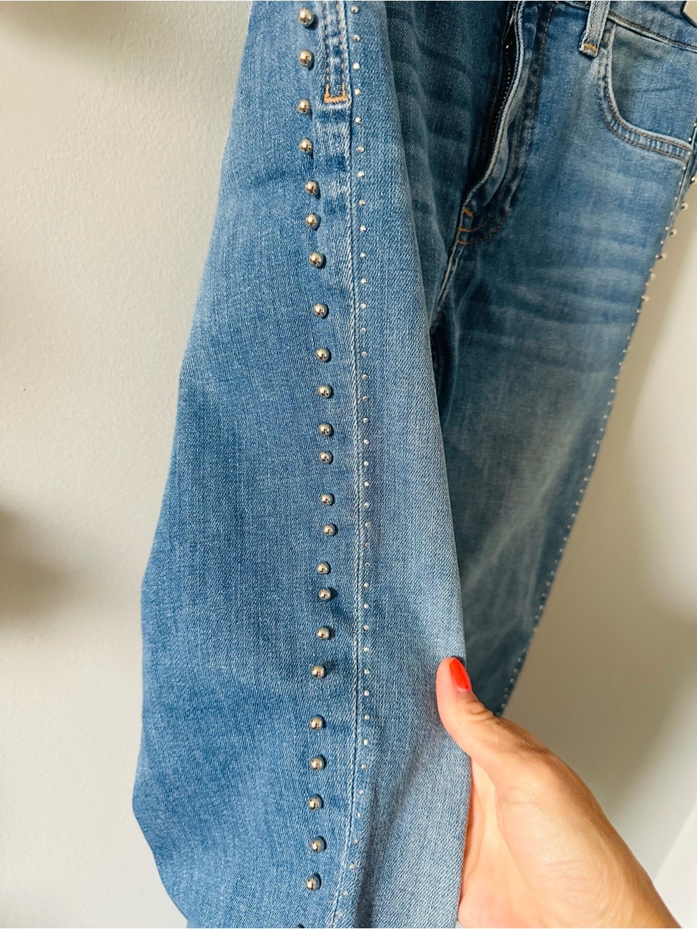 Zara | Side Studded Light Blue Denim Jeans